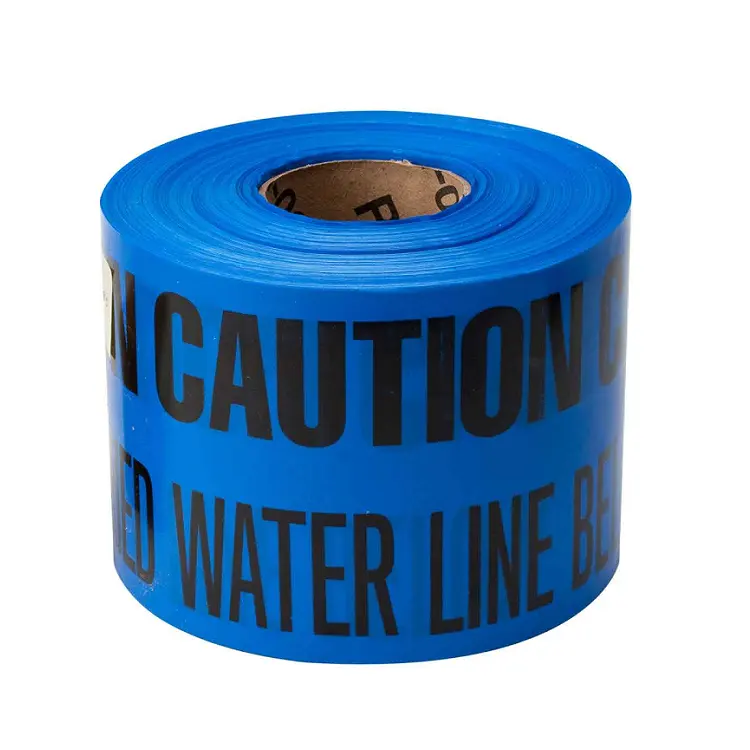 Cable de utilidad subterránea azul de construcción duradera, cinta de marcado de advertencia continua, línea de agua enterrada, cintas de precaución