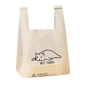 biodegradable plastic carrying takeaway bag with logos handle plastic bag With Handles