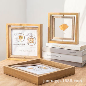 Wooden Rotating Photo <b>Frame</b> Solid Wood Rectangle Tabletop Display <b>Frame</b> For Home Living Room Bedroom - Product Image 1