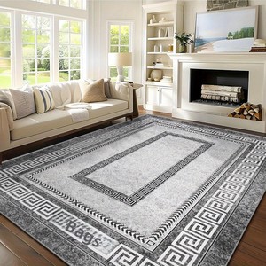 Tappeto Nordico per Soggiorno, Resistente alle Macchie, Facile da Pulire, in Velluto Cristallo con Motivo Geometrico, Grande Area Quadrata per Divano e Tavolino - Product Image 2