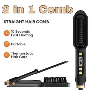 Cepillo Alisador de Cabello con Iones Negativos de Cerámica, Pantalla LCD, Peine Eléctrico 2 en 1, 10 Temperaturas, Herramienta de Peinado Portátil - Product Image 3