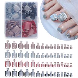 Pièce d'ongle d'orteil préfabriquée semi-finie en forme d'œil de chat Hadiyah <span class=keywords><strong>Beauty</strong></span>, en boîte, détachable, à porter - Product Image 6