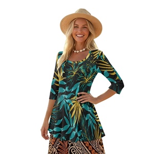 Chemisier Chic <span class=keywords><strong>Grande</strong></span> <span class=keywords><strong>Taille</strong></span> pour <span class=keywords><strong>Femme</strong></span> à Manches Courtes Imprimé Floral Col Rond Ample – Vente en Gros - Product Image 3