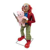 Décoration d'Halloween transfrontalière : Grande poupée clown électrique à capteur sonore, à brancher, pour maison hantée et fête d'horreur
