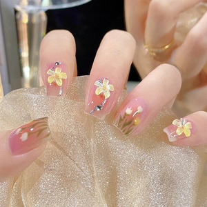 Uñas Acrílicas 3D con Diseño de Flor Rosa Almendrada, Estilo Francés, 24 Piezas, Venta al Por Mayor, Uñas <span class=keywords><strong>Postizas</strong></span> de Diseño - Product Image 1