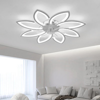 Moderno salón comedor control remoto ventiladores de techo de flores nórdicas con luces y control remoto
