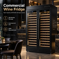 Réfrigérateur à vin commercial Minghou, refroidisseur à vin haute capacité, système de stockage pour 200 bouteilles, fabricant OEM