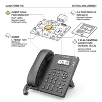 Téléphone IP PoE Gigabit Flyingvoice P20G, 2 lignes SIP, Wi-Fi double bande 2,4 GHz, USB 2.0, écran LCD rétroéclairé 2,3 pouces, prise en charge EHS10