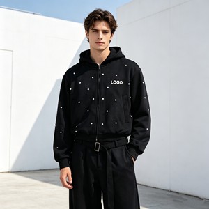 Cropped hoodie men's <b>sets</b>,3D Embroidered acid washed <b>Sprayed</b> monkey 570GSM Hoodie Sweatpants <b>Sets</b> for Men,men clothes low cost - Product Image 3