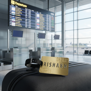 Textured Customisable Brass Modern Handmade Luggage <b>Tag</b> - Product Image 2