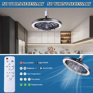 Ventilador de Techo LED con Luz, Cabezal Móvil, Atenuación Inteligente, Bombilla E27, Decoración del Hogar, Rotación de 360°, Control Remoto, Ventilador de Techo Moderno - Product Image 4