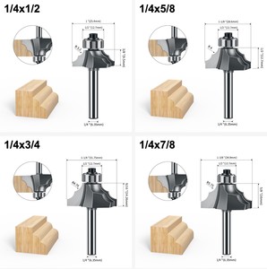 <span class=keywords><strong>Fraise</strong></span> à moulurer classique en carbure pour le travail du bois, avec queue de 1/4 et 1/2 pouce, diamètres 6 et 12 mm, double R, avec roulement - Product Image 3