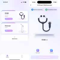 Stéthoscope numérique vétérinaire portable avec rapport d'évaluation acoustique par IA, équipement intelligent de surveillance de la santé animale pour clinique
