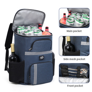 Insulated Backpack Oxford Cloth Navy Blue Gray Khaki Black Picnic Lunch Bag Outdoor Use - Product Image 3