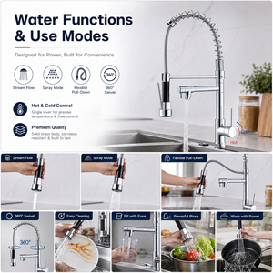 Grifo de Cocina Comercial de Latón Negro Mate Elegante Personalizado con Rociador Extraíble de Doble Función para Uso Profesional - Product Image 4
