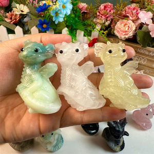 Estatua de Dragón de <span class=keywords><strong>Cuarzo</strong></span> <span class=keywords><strong>Rosa</strong></span> Tallada en Piedra Preciosa Natural, Artesanía de Cristal con Tema de Amor, Dragón Bebé de Amatista Volando para Decoración del Hogar - Product Image 5