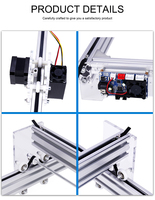 Mini Router CNC de Escritorio Ligero para Bricolaje con Motor Paso a Paso para Corte/Grabado Láser en Madera y Cuero, Módulo Láser Opcional con IA