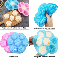 7 agujeros pata de perro pastel Fondant molde de silicona BPA moldes de silicona para hornear para DIY Chocolate caramelo hielo comida para bebé bandeja para hornear