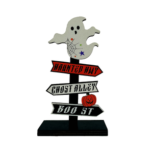 ของตกแต่งโต๊ะทำงานวันฮาโลวีน - ผีสุดหลอนพร้อมป้ายถนน "Haunted Hwy/Ghost Alley/Boo St" สำหรับตกแต่งบ้าน สำนักงาน หรืองานปาร์ตี้ - Product Image 1
