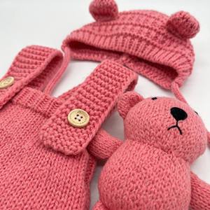 BAkwbwBY Muñeca <span class=keywords><strong>Reborn</strong></span> 22 Pulgadas Caucásica Cabello Liso Conjunto Tejido Rosa Gorro de Oso Realista Suave OEM Mayorista - Product Image 3