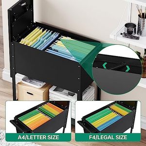 Armoire à dossiers mobile <span class=keywords><strong>avec</strong></span> serrure - <span class=keywords><strong>Chariot</strong></span> de classement à roulettes - Classeur à lettres suspendu - Classeur à dossiers coulissant pour la maison et le bureau - Product Image 3