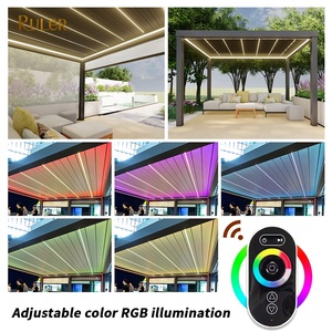 Pérgola de techo motorizada para exteriores, pérgola bioclimática impermeable con lupa de aluminio - Product Image 5