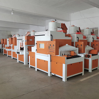 Machine de sablage automatique à convoyeur à 9 pistolets pour tablettes plates et pièces longues