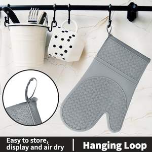 Gants de four en silicone résistants à la chaleur et antidérapants, sans BPA, doublés de coton, pour la cuisson au four -40 à 230°C, compatibles lave-vaisselle et micro-ondes - Product Image 4