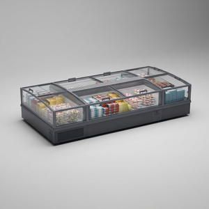Congelador Comercial Tipo Isla con Puerta Corredera de Vidrio Curvo para Exhibición de Helados y Alimentos Congelados en <span class=keywords><strong>Supermercados</strong></span> - Product Image 1