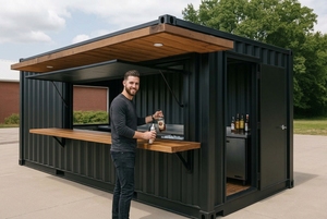 Kiosque de café portable en conteneur de 20 pieds en panneaux sandwich en acier MK X20, magasin, cuisine extérieure, design moderne et respirant - Product Image 6