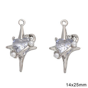 2025 Venta caliente cariño estrella de cuatro puntas Rosa corazón colgante cuentas accesorios collar Diy pulsera hecha a mano Material - Product Image 4