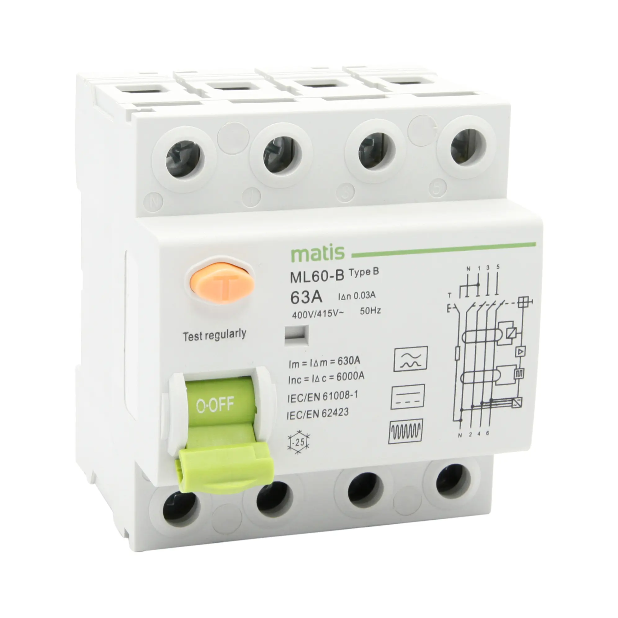 Carregador rápido ev, carregador 30ma 100ma 300ma rcd 25a tipo b rcbo sobre a corrente 4p