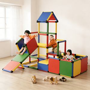 โครงปีนป่ายพลาสติกเกรดเชิงพาณิชย์สำหรับใช้ในร่ม พร้อมสไลเดอร์ สำหรับร้านเล่นและศูนย์รวมความบันเทิงสำหรับครอบครัวในร่ม - Product Image 2