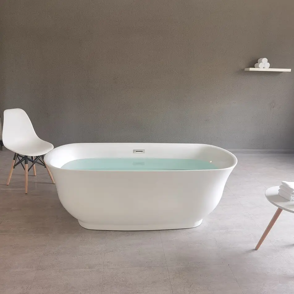 독립형 침지 욕조 심플한 디자인 화이트 아크릴 욕조 독립형 욕조 현대적인 스타일