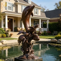 Fuente de Agua con Escultura de Delfín de Bronce RELONG, Alta Calidad, Personalizable, para Decoración de Estanques en Exteriores y Villas