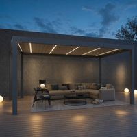 Pergola motorisée intelligente en aluminium avec capteur extérieur, stores orientables, protection automatique contre la pluie et écran pour piscine et balcon, utilisation écologique