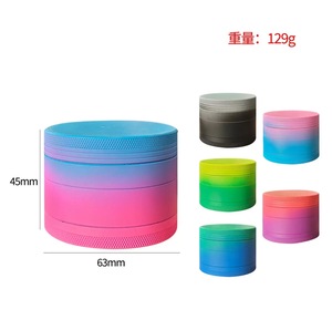 Cross border hot selling aluminum alloy tobacco grinder 63mm four layer <b>rubber</b> <b>paint</b> grinder gradient color series - Product Image 4