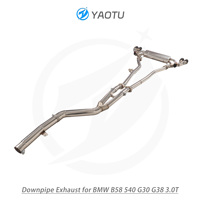 YT Stainless Steel bagian tengah belakang dengan Dual-Side Quad keluar untuk BMW B58 540 G30 G38 3.0T