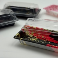 Boîte à sushi jetable de qualité alimentaire, luxueuse, de style japonais, avec couvercle transparent en PET, plateau en plastique épaissi pour chaînes de restaurants de sushi, commande en gros, sucre
