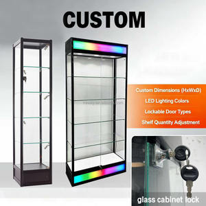 KEWAY Vitrina de Cristal de Visión Completa Personalizada al por Mayor Gabinete de Exhibición de Lujo en Negro Vitrina de Cristal para Tienda - Product Image 1