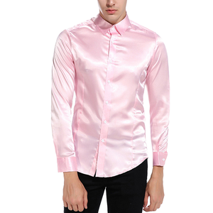 Camisa de Vestir de Satén de Algodón Brillante para Hombre, Talla Grande, Estilo Casual de Negocios, Corte Entallado, Antiarrugas, Cierre de un Solo Botón - Product Image 1