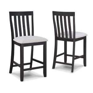 DB 2-Piece Minimalist Counter Height Dining <b>Chair</b> Set Black/Light Gray Slat Back Wooden <b>Chair</b> for Living Rooms <b>Restaurants</b> PP - Product Image 1