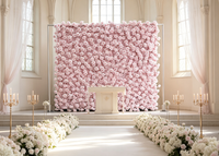Panel Dinding Bunga Buatan 3D dari Kain, Latar Belakang Floral untuk Dekorasi Foto Pesta Pernikahan