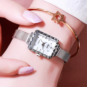 Reloj de mujer con correa de malla a la moda, reloj cuadrado para estudiantes, reloj de cuarzo impermeable para mujer, venta al por mayor. - Product Image 5