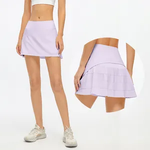 wholesale Lulu Summer New Arrivals Pocket Light-proof Golf Skirt Bag Hip Short Skirt Sports Casual Tennis Skirt Lulu Yoga Lemon
