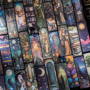 50 autocollants en papier par paquet, série de parchemins fantastiques, autocollants à thème enchanté, éléments de fond vintage, découpés, finition brillante pour - Product Image 1