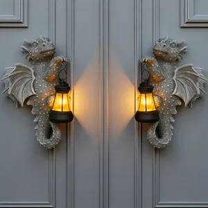 Lanterne de dragon à énergie solaire avec pose grimpante, ornement de jardin fantastique avec des écailles réalistes, lumière nocturne scintillante pour <span class=keywords><strong>arbre</strong></span> - Product Image 1