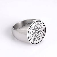 Bague Punk en Acier Inoxydable Myshape Vintage Tetragrammaton Viking Wahyeh, Amulette Magique Pentagramme de Salomon Bénie
