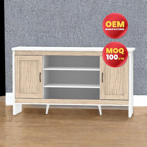 Moderno Panel de madera de 2 puertas Gabinete de mesa de buffet 3 estantes Muebles personalizables para sala de estar Cocina Muebles para el hogar avanzados OEM - Product Image 1