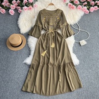 Robe Abaya Maxi Élégante en Coton pour Femme, Broderie Moyen-Orient, Qualité Supérieure, Tradition Musulmane, Prix Usine 2026